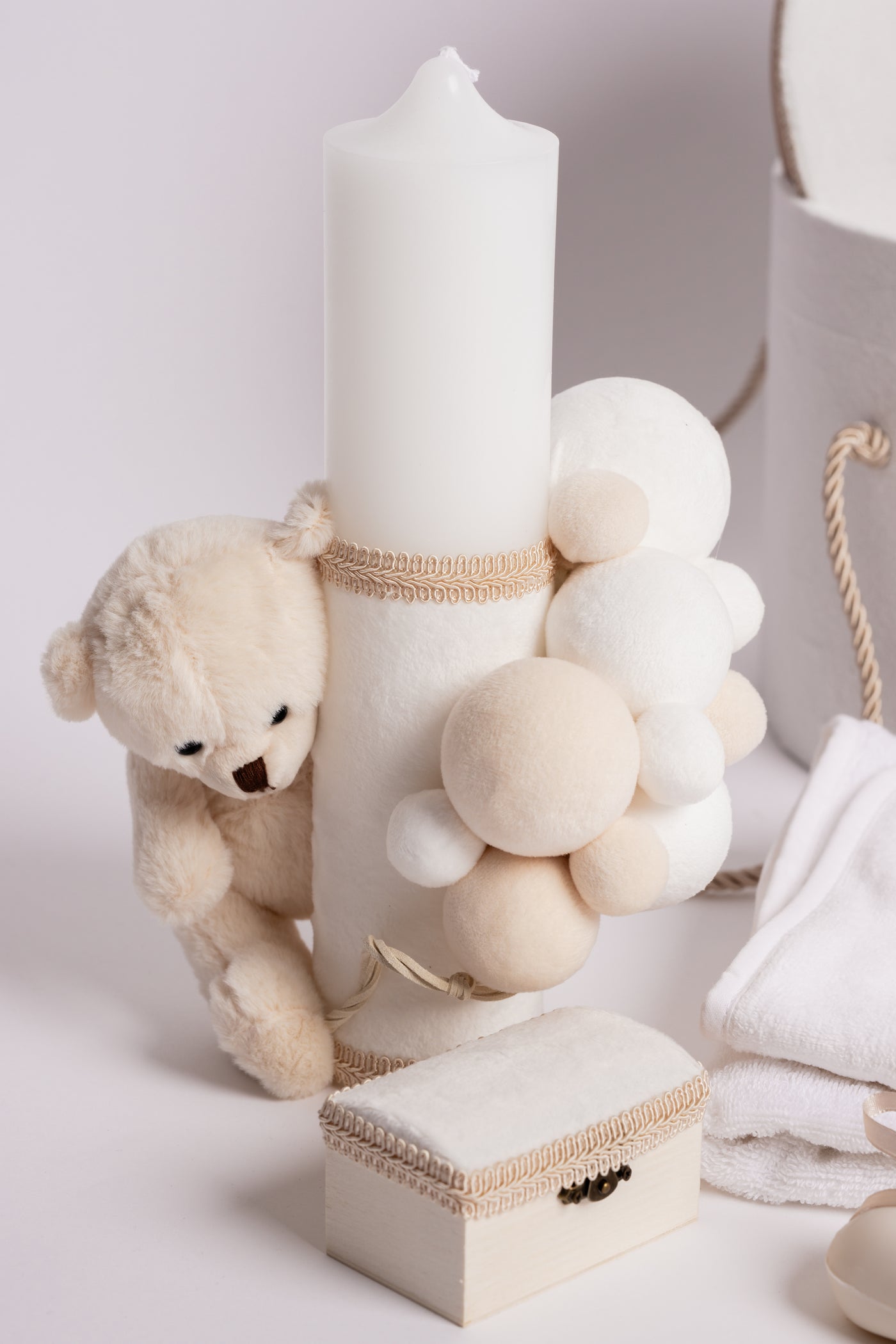 Trusou Unisex- Cufar catifea alb