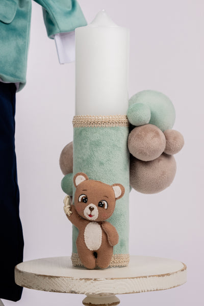 Trusou verde mint cu ursuleti din fetru