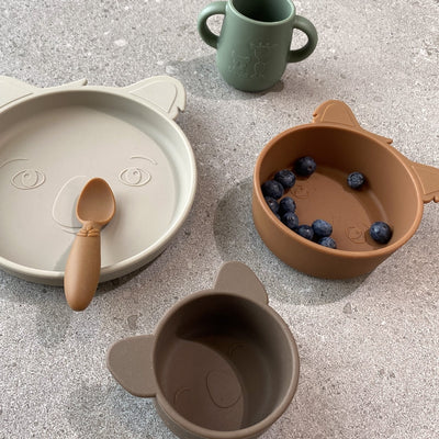 Set 2 cani din silicon cu doua manere - Abiola - Dusty Green - Nuuroo