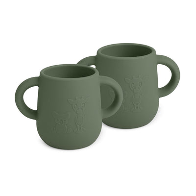 Set 2 cani din silicon cu doua manere - Abiola - Dusty Green - Nuuroo
