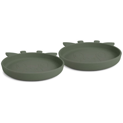 Set 2 farfurii din silicon Akila - Giraffe - Dusty Green - Nuuroo