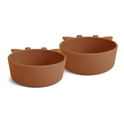 Set 2 farfurii adanci din silicon Alex - Giraffe - Caramel Cafe - Nuuroo