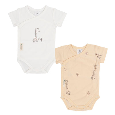 Set de 2 Body petrecute cu maneca scurta Giraffe - BimbiDreams