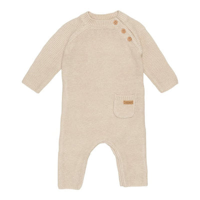 Overall tricotat din bumbac pentru bebelusi  -Sand- Little Dutch
