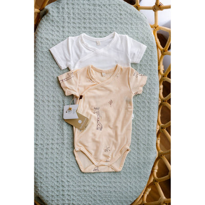 Set de 2 Body petrecute cu maneca scurta Giraffe - BimbiDreams