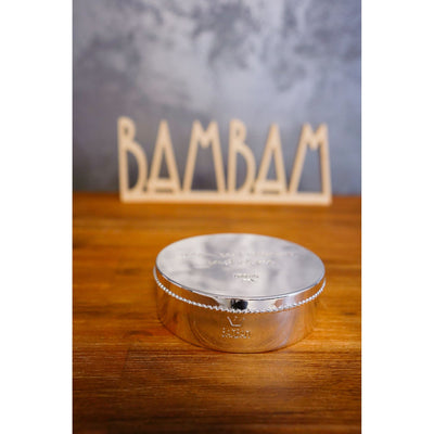 Set cadou amprenta manuta/piciorus in cutie suflata cu argint - BamBam
