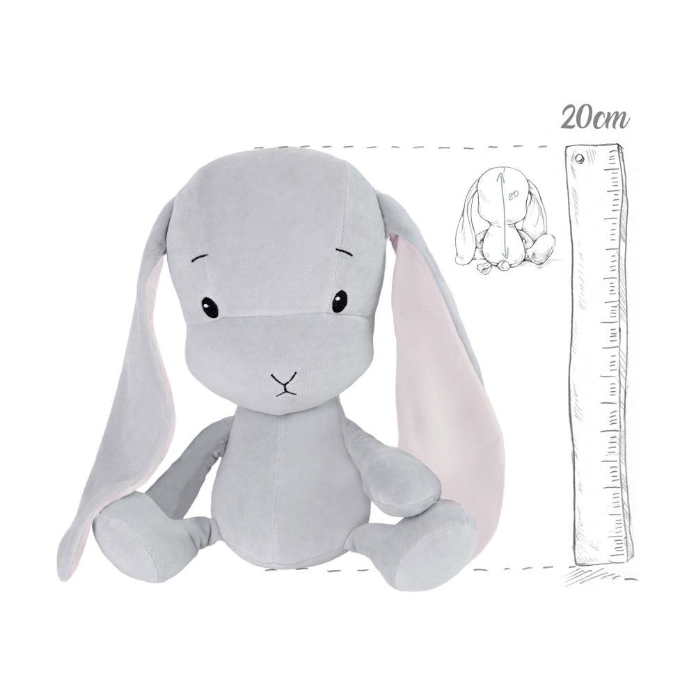 Jucarie Bunny cu urechi roz - 20 cm - Grey -  Effiki