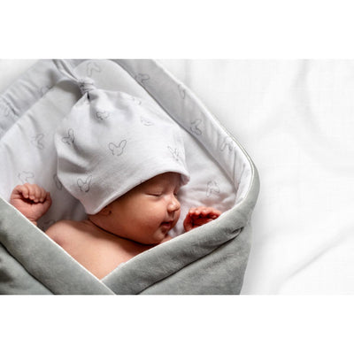 Set - sac pentru landou din catifea si caciulita - White  - Effiki