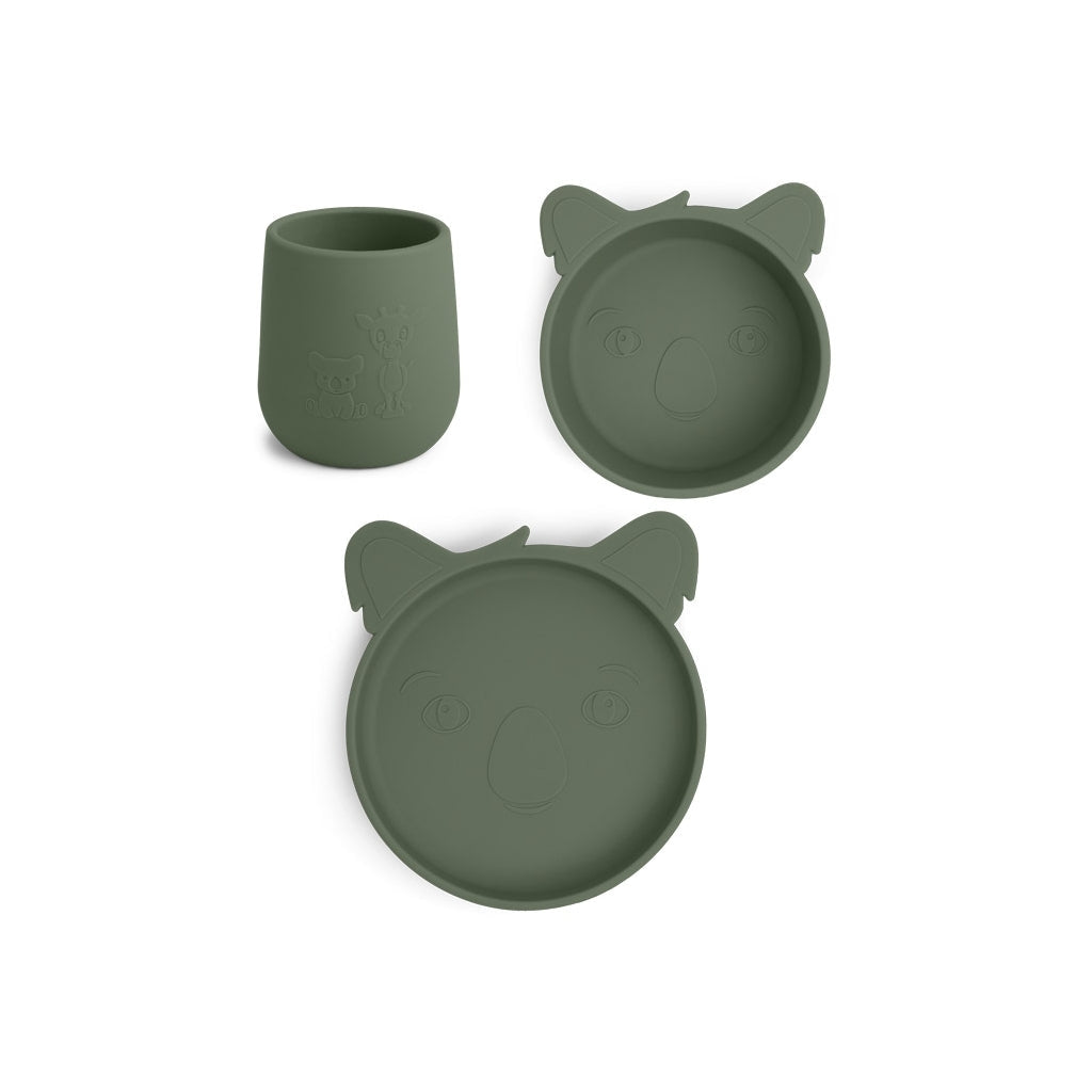 Set pentru masa copilului din silicon Judi - Koala - Dusty Green - Nuuroo