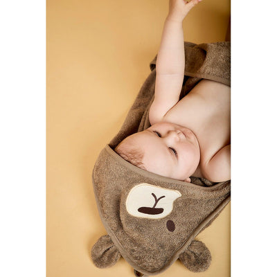 Prosop cu gluga din bumbac organic pentru bebelusi - Urs - Nuuroo