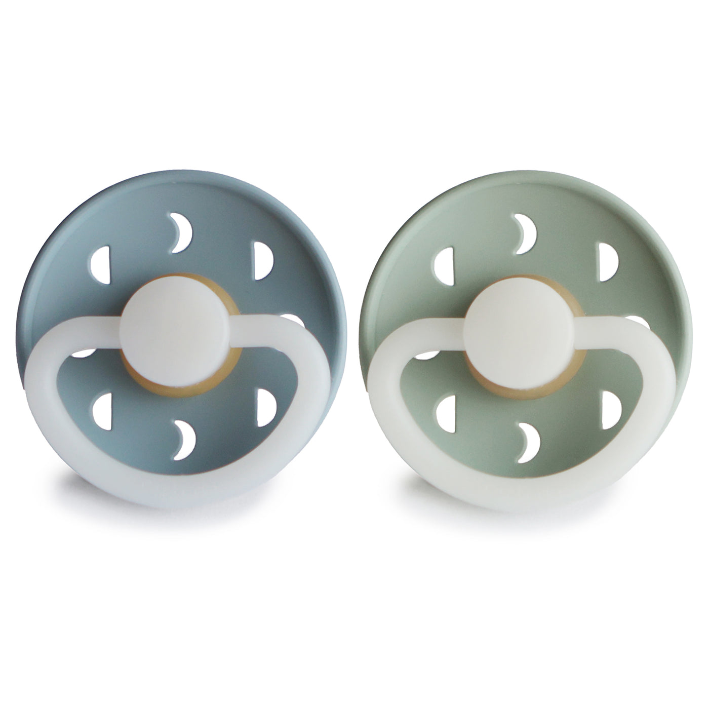 Set 2 suzete cu tetina din latex Moon - Stone Blue Night/Sage Night - FRIGG