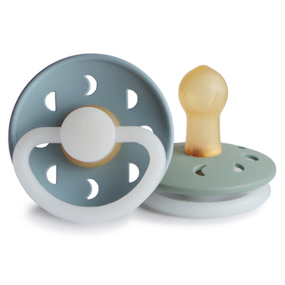 Set 2 suzete cu tetina din latex Moon - Stone Blue Night/Sage Night - FRIGG